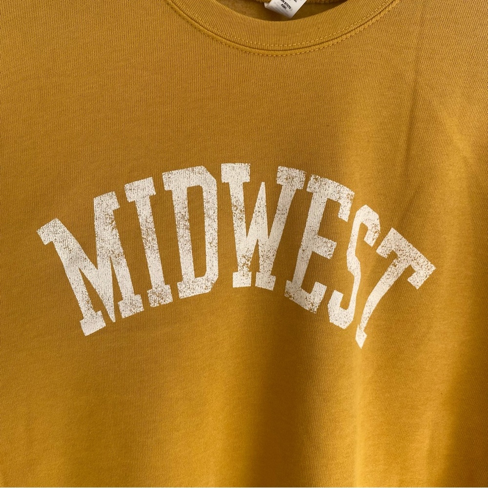 Bella + Canvas Fleece Collection Yellow MIDWEST Crewneck Sweatshirt - Picture 2 of 4